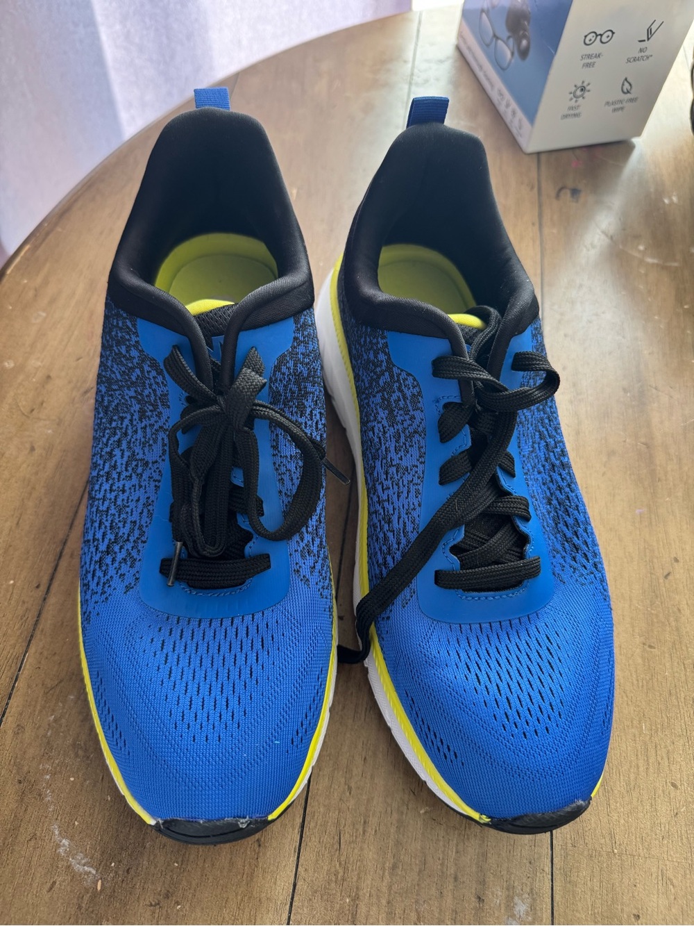 Pony Men's Blue Athletic Sneakers with Black and Neon Yellow Accents